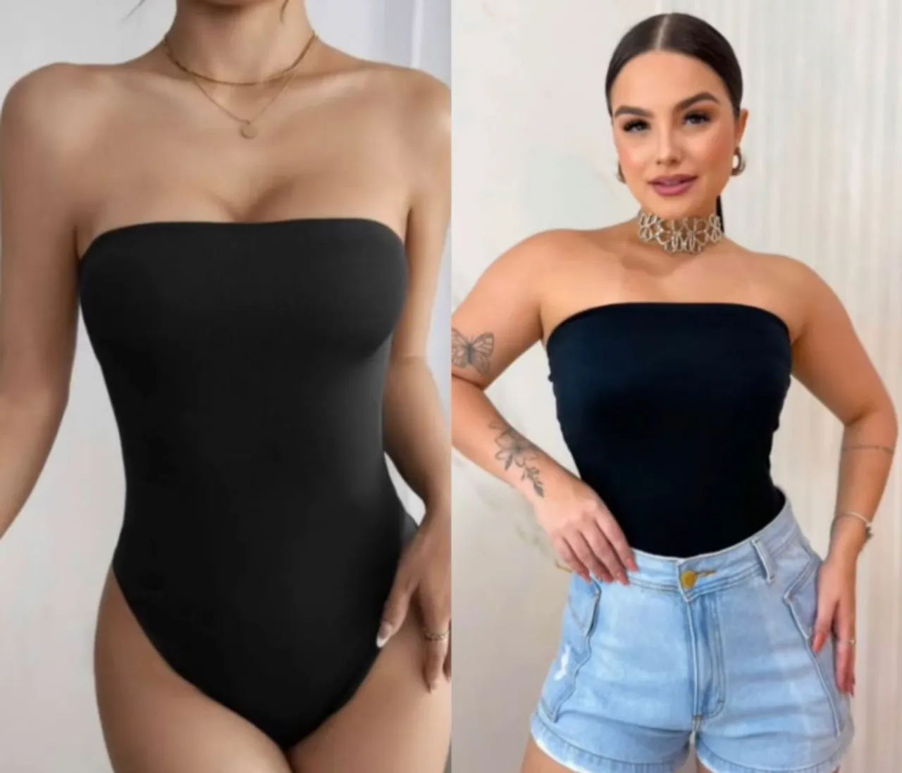 Body Preto Strapless - Novo