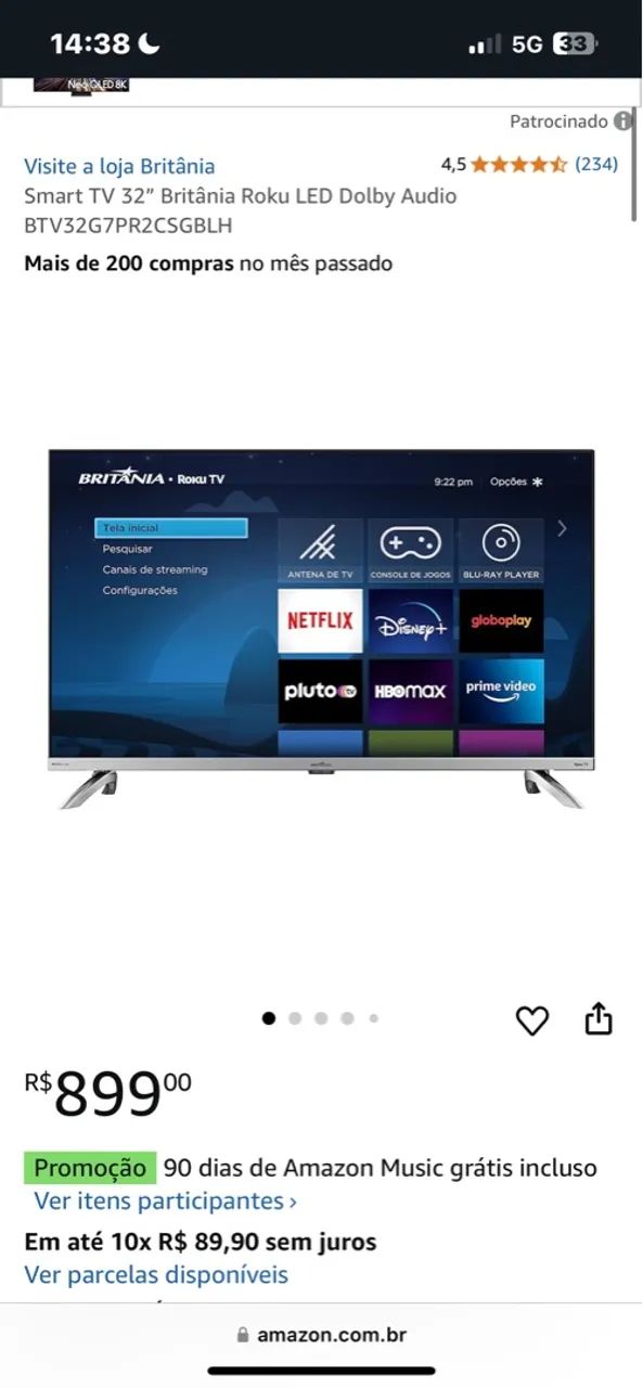 tv 32 polegadas britânia LACRADA