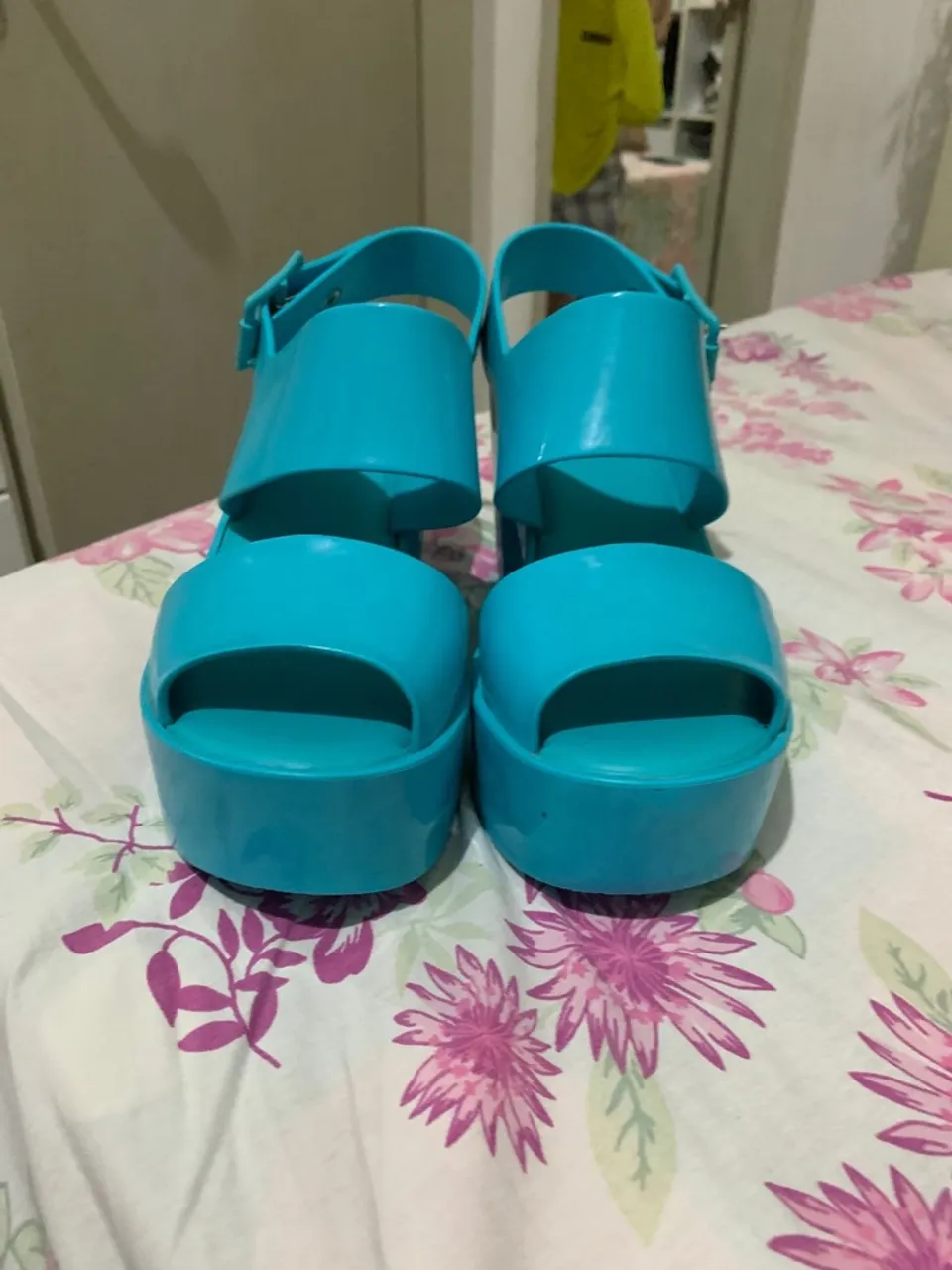Sandália Plataforma Azul Turquesa
