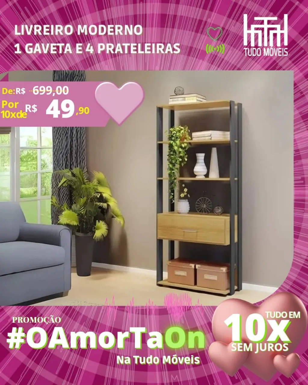 Livreiro Moderno com Prateleiras