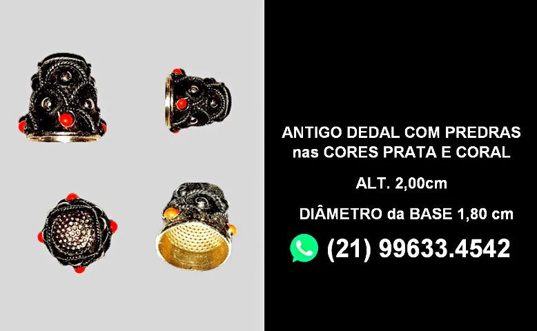 Dedal antigo com pedras coloridas - Perfeito - Foto 2