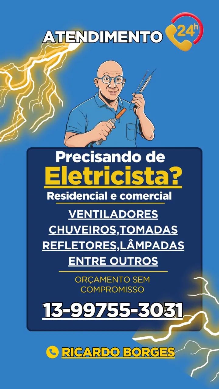 ELETRICISTA EM SANTOS SP 24 H ATENDIMENTO RÁPIDO E PREÇO JUSTO -WHATSS 13 997 55 30 31  - Foto 6