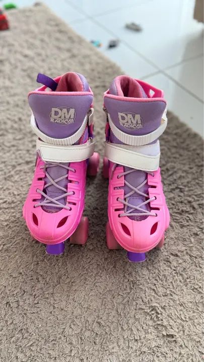 Patins Infantil Rosa e Roxo - Foto 4