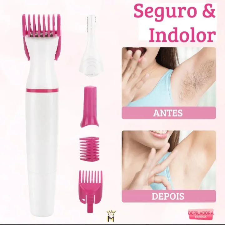 Depilador elétrico 5 em 1 para sobrancelhas, rosto, corpo e áreas íntimas