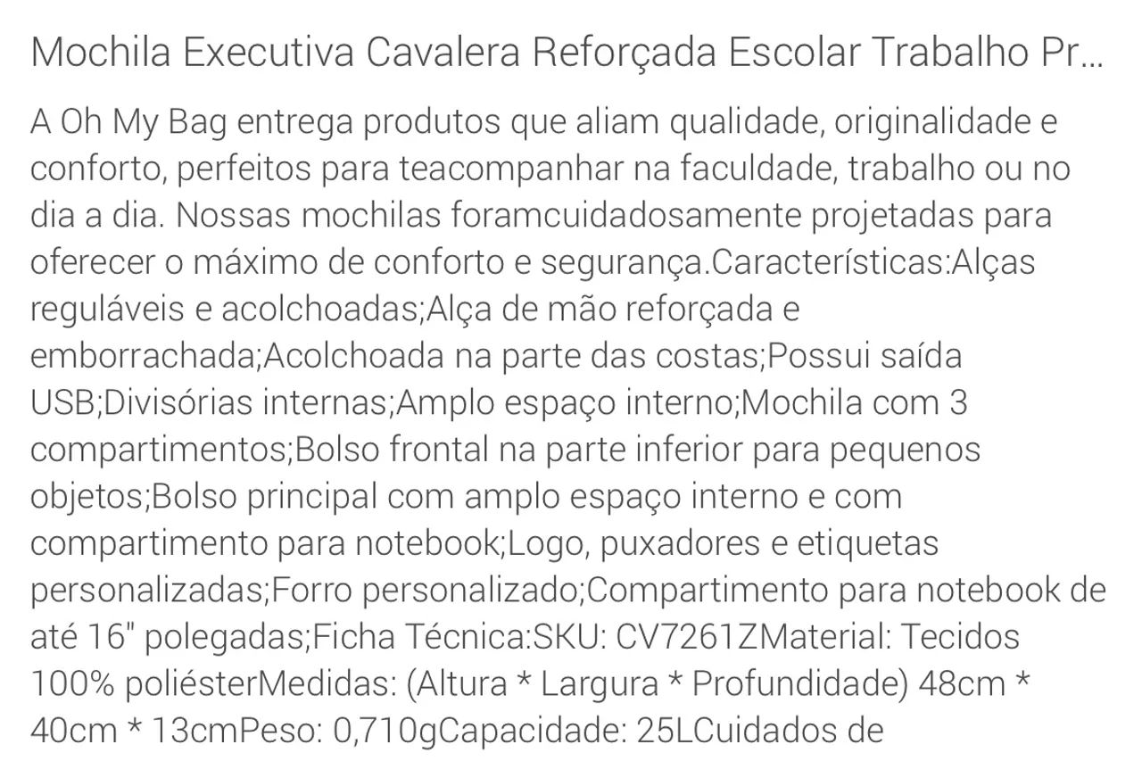 Mochila executiva Cavalera ORIGINAL com carregador USB - Foto 3