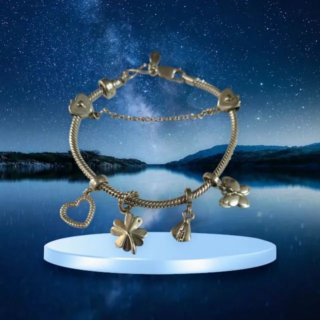 Pulseira Life Infinito em Prata Polida com 3 Berloques