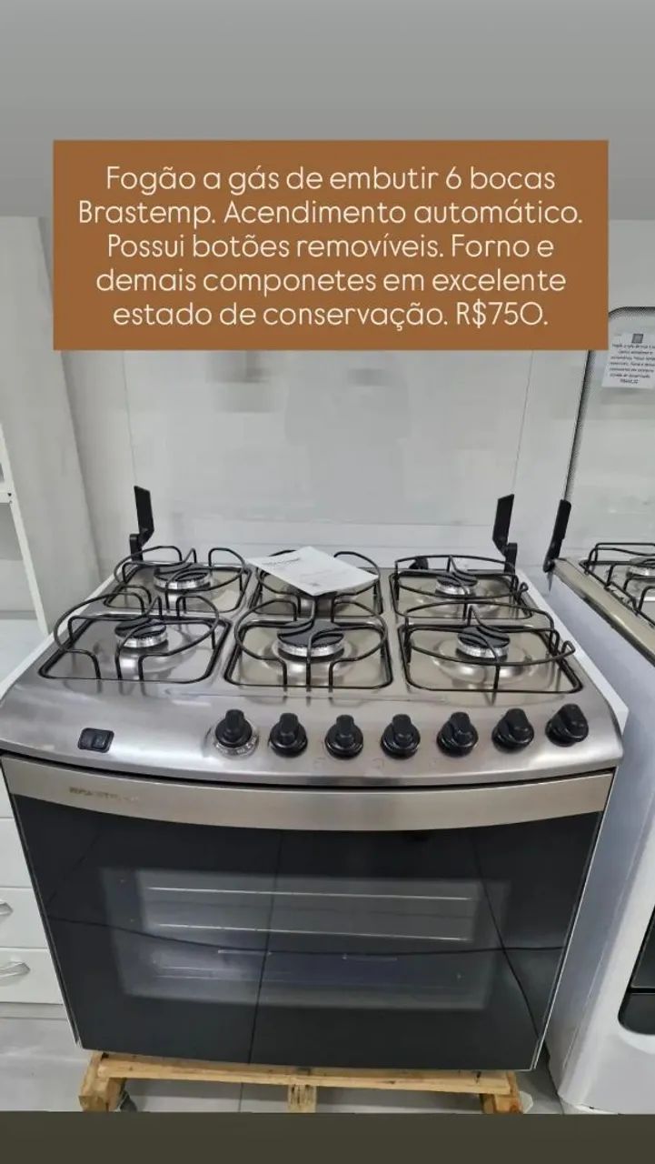Fogão de embutir 6 bocas Brastemp 