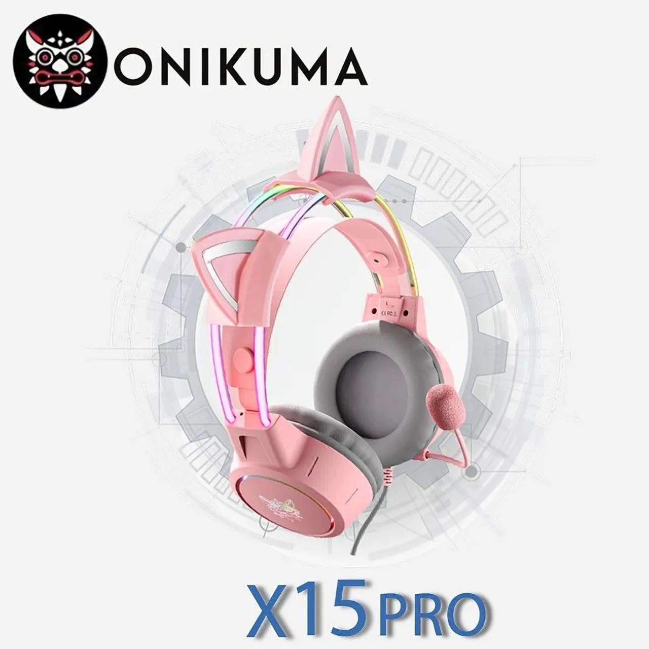Headset Gamer Onkuma X15 Pro - Pink - Com Microfone
