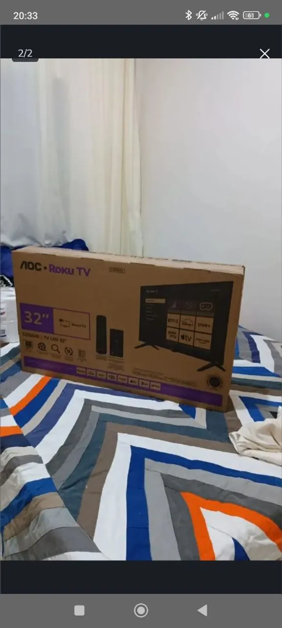 Smart TV AOC Roku TV 32" Nova na Caixa.
