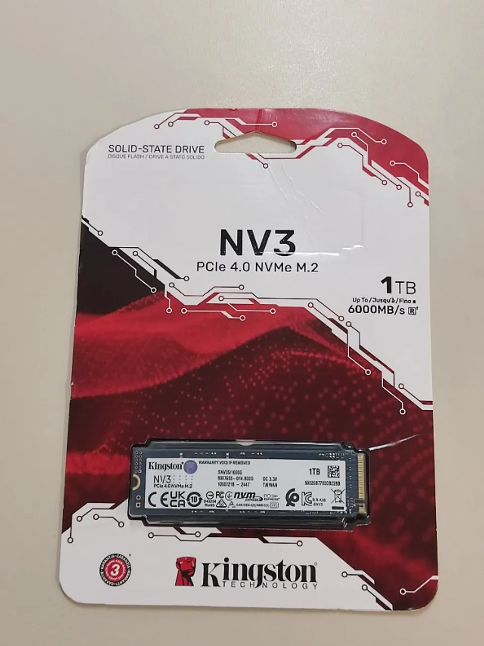 SSD M.2 Nvme Kingston 1TB pcie 4.0 6000MB/S NOVO LACRADO