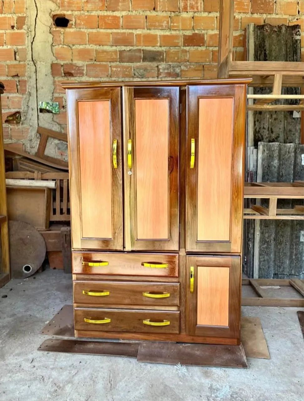 GUARDA-ROUPA DE SOLTEIRO COM ESPELHO -MADEIRA MACIÇA! - Foto 3