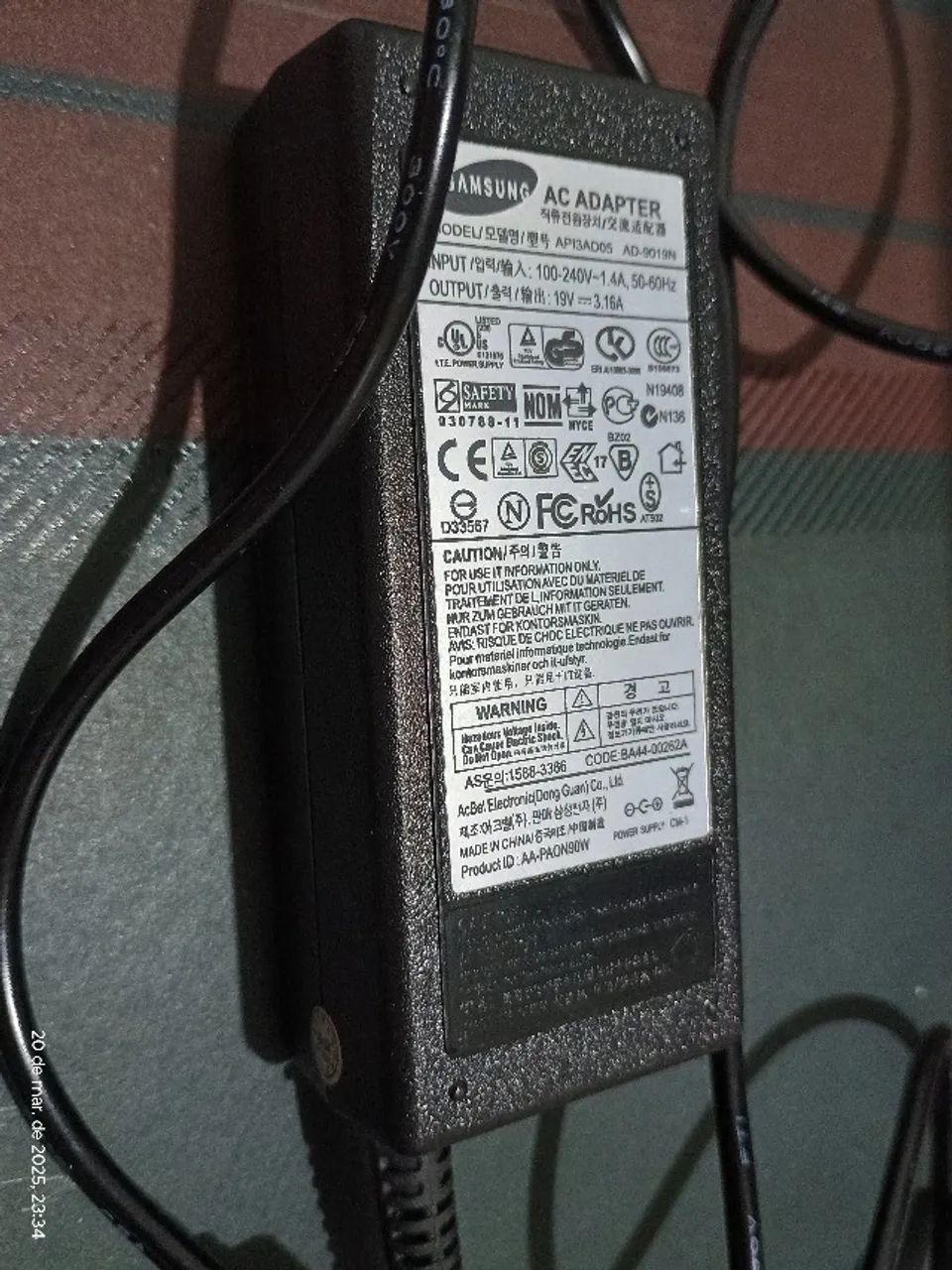 Fonte/Carregador Modelo AD-9019N para Notebook Samsung  - Foto 5
