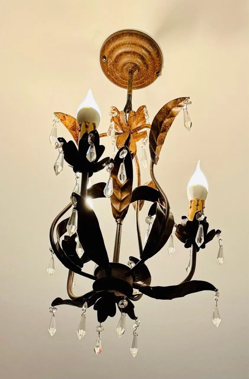 Rustic Chandelier in French Style with Crystals