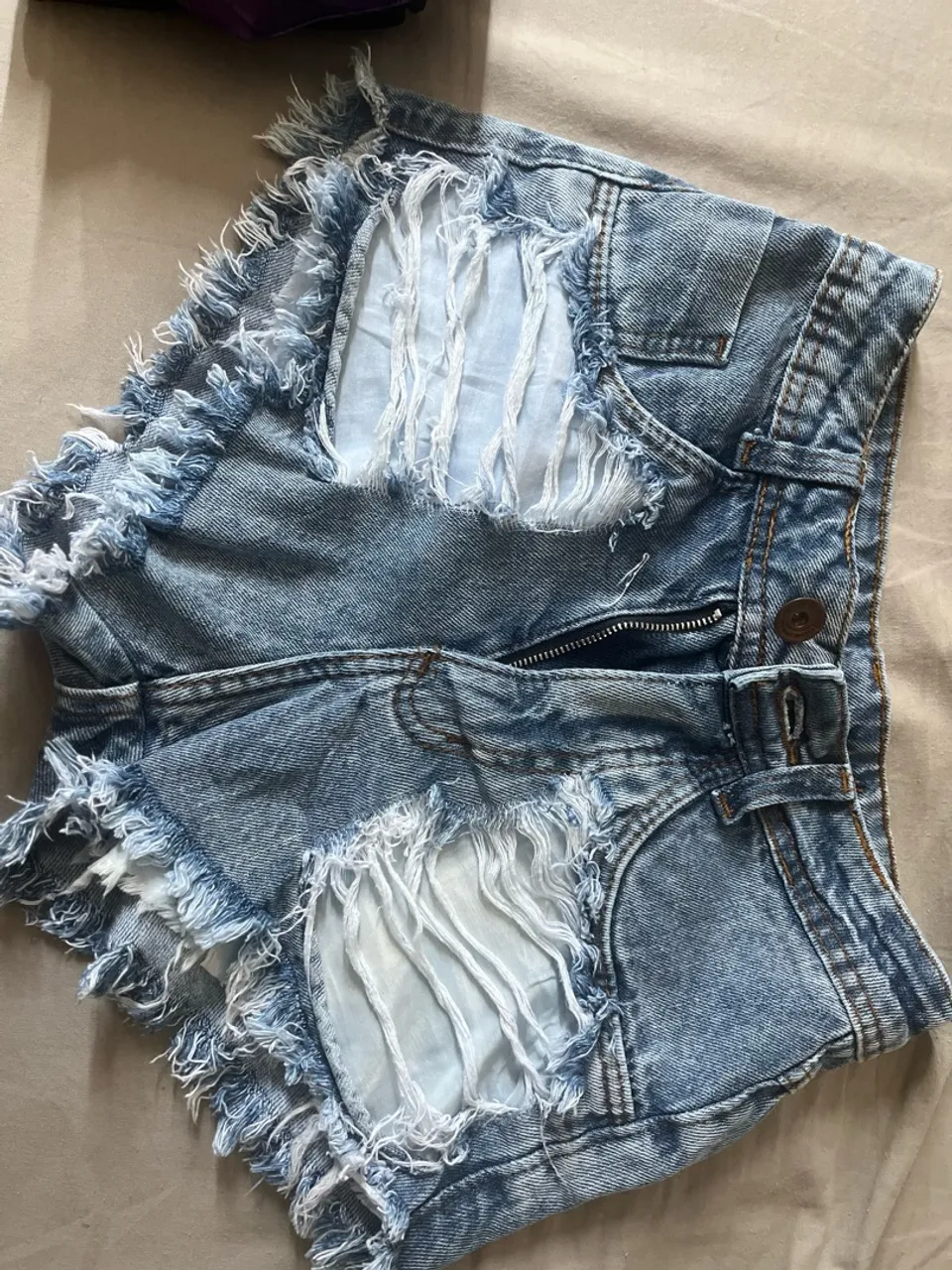 Shorts Jeans Destroyed Feminino