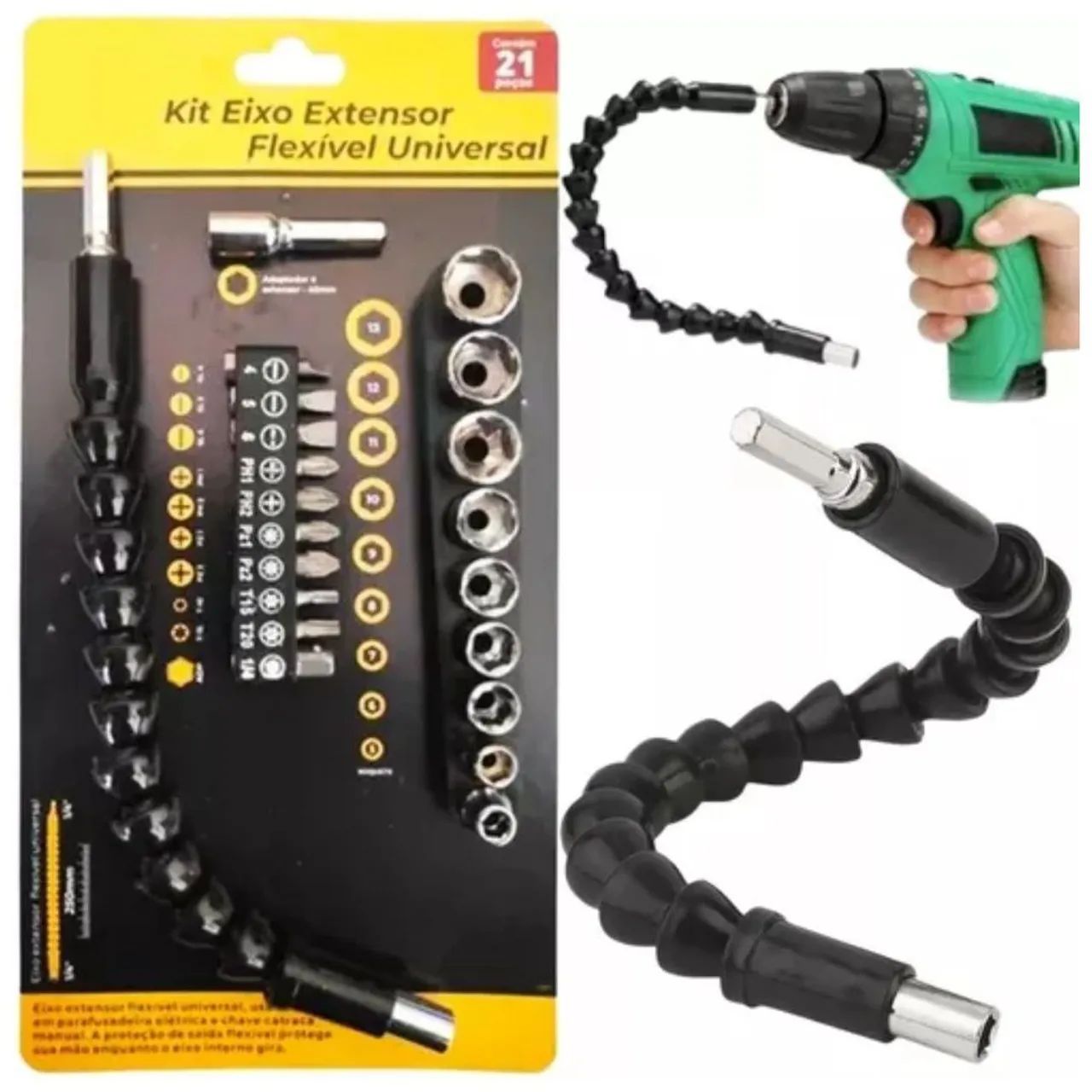 Extensor bicos ponteiras e bits 21 pcs para parafusadeira - Foto 2