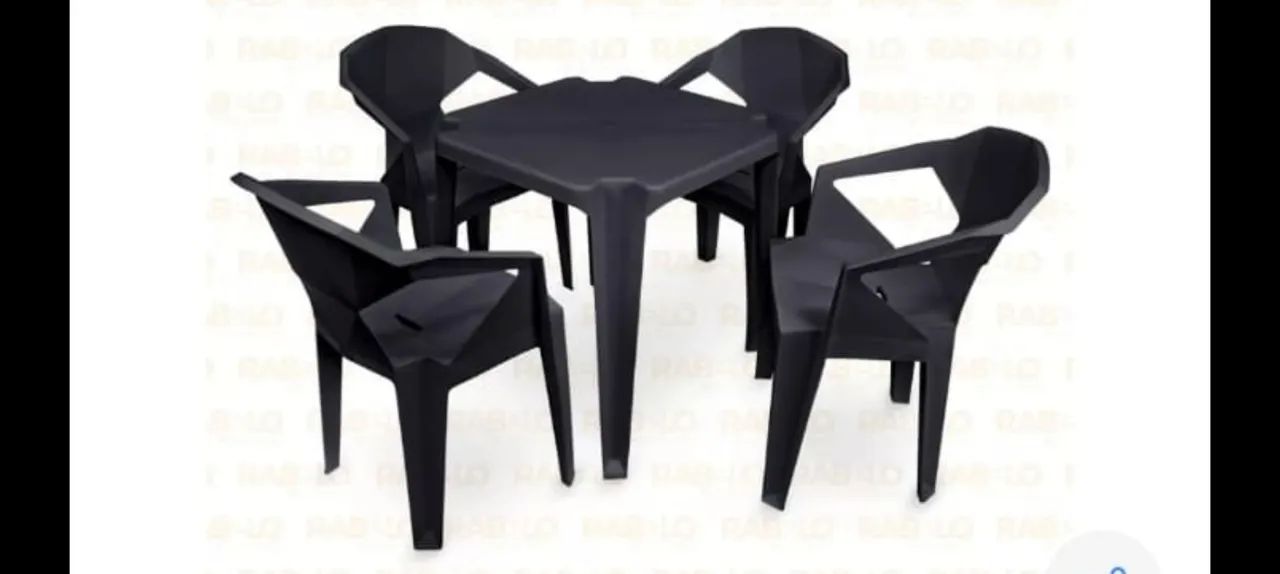 Mesa e Cadeiras- Preto DIAMOND novo