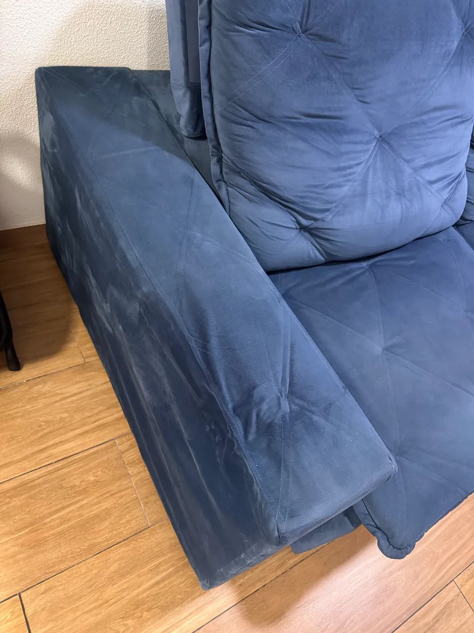 Sofá de Suede Azul - Encosto Reclinável e Chaise - Foto 5