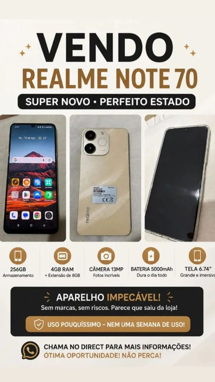 REALME NOTE 70 MUITO NOVO