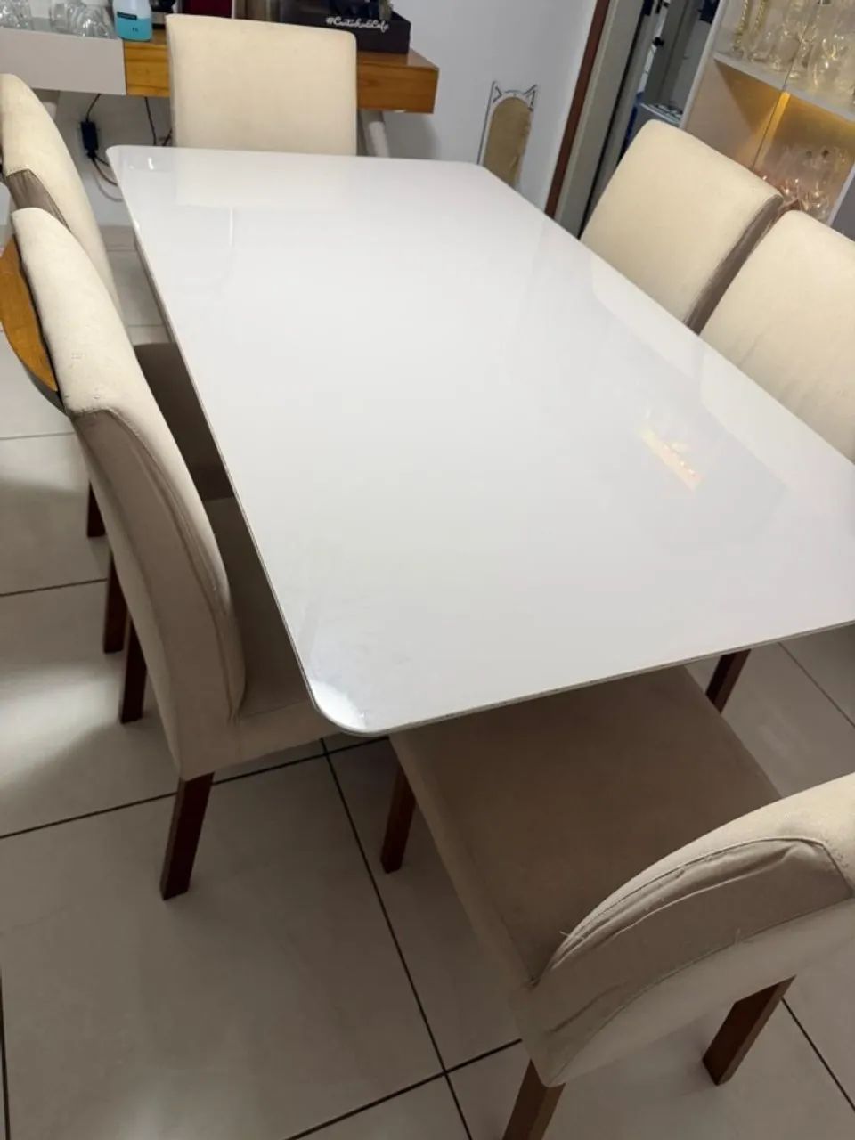 Mesa de jantar MDF/Vidro com 6 cadeiras - Foto 2