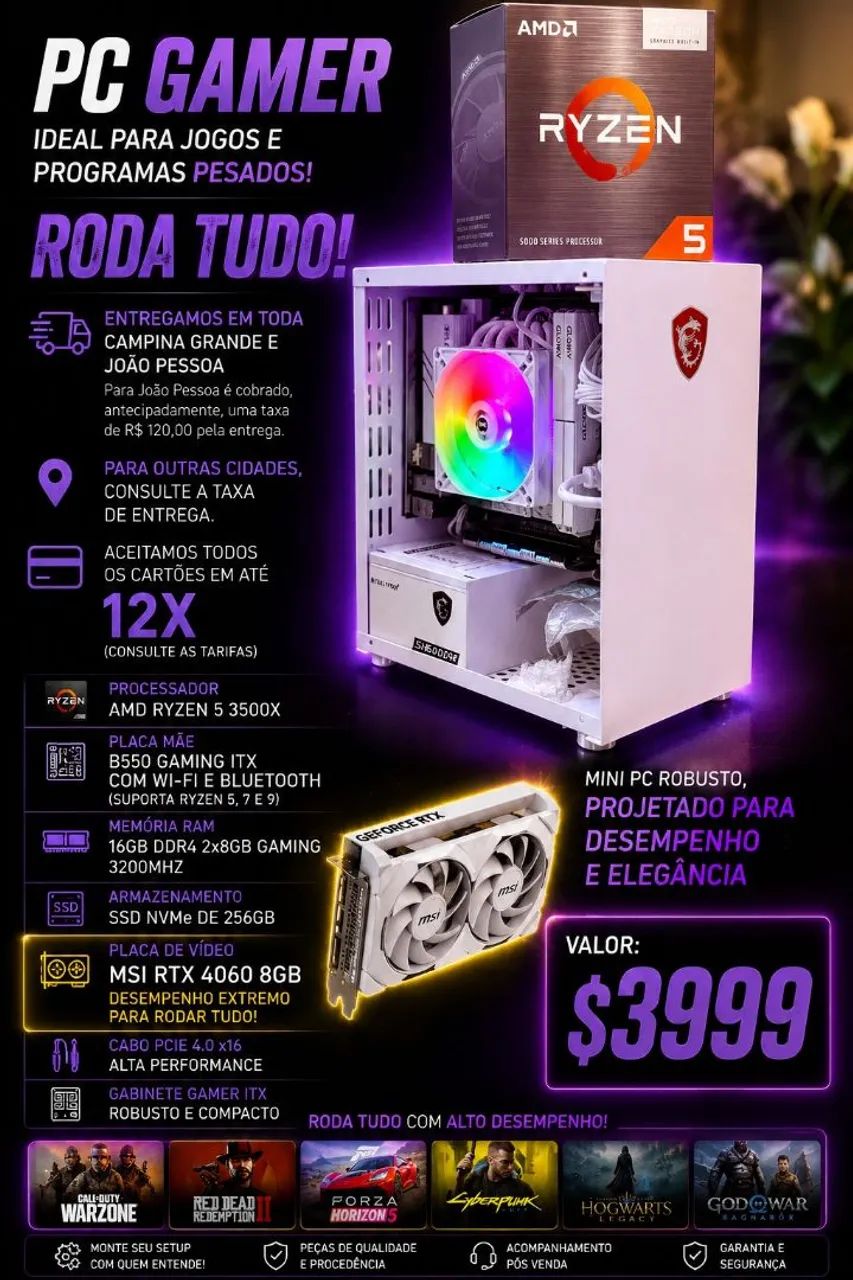 ? **PC Gamer Ryzen 5 + RTX 4060 8GB**<br>