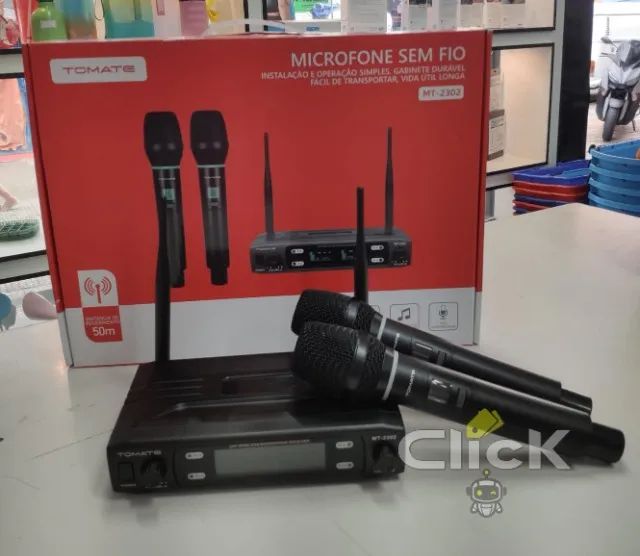 Microfone Sem Fio Wireless Profissional Mt-2302 Uhf - Tomate