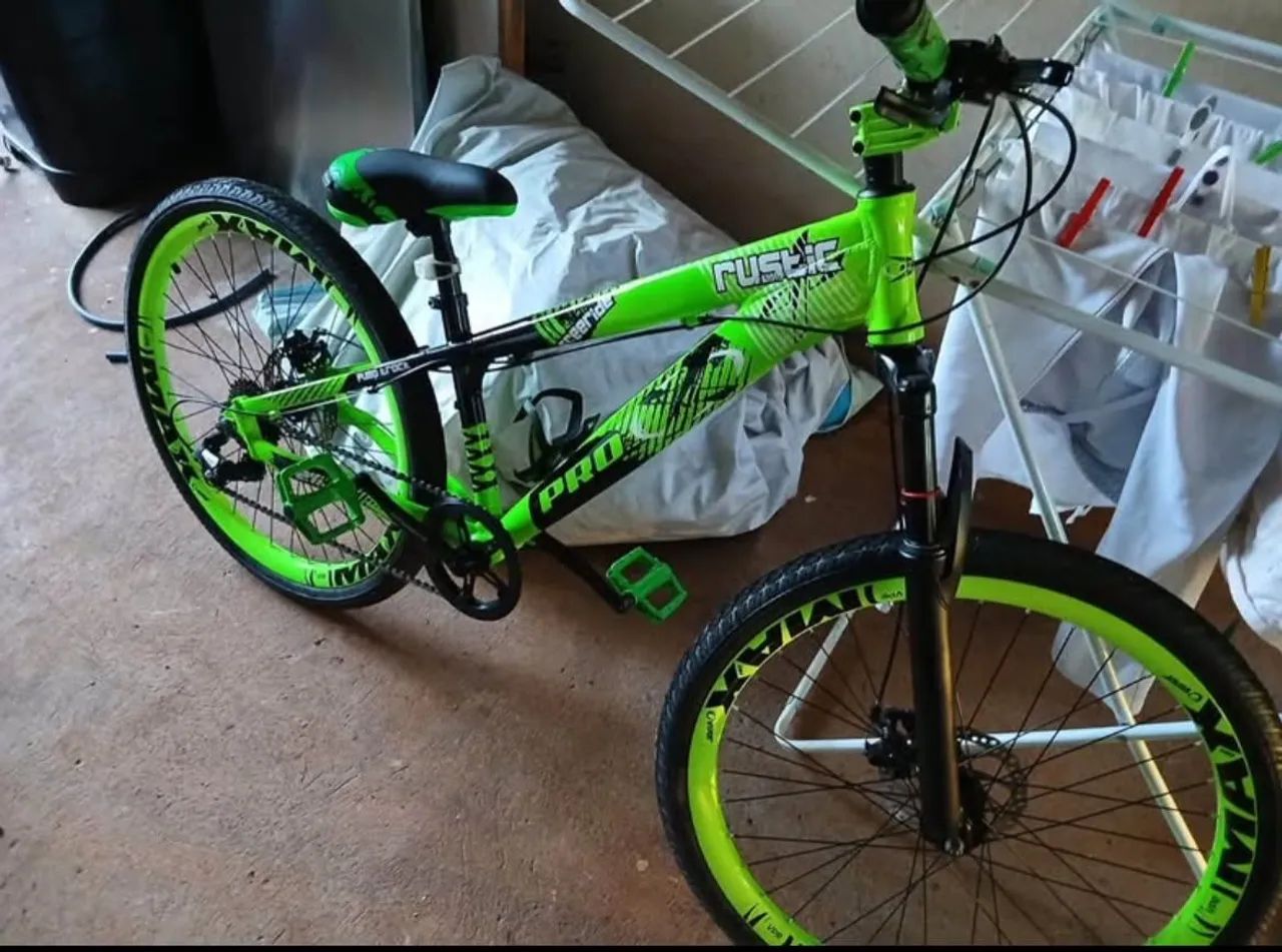 ? Bicicleta Aro 26 Rustic Pro - Verde Neon - Foto 2