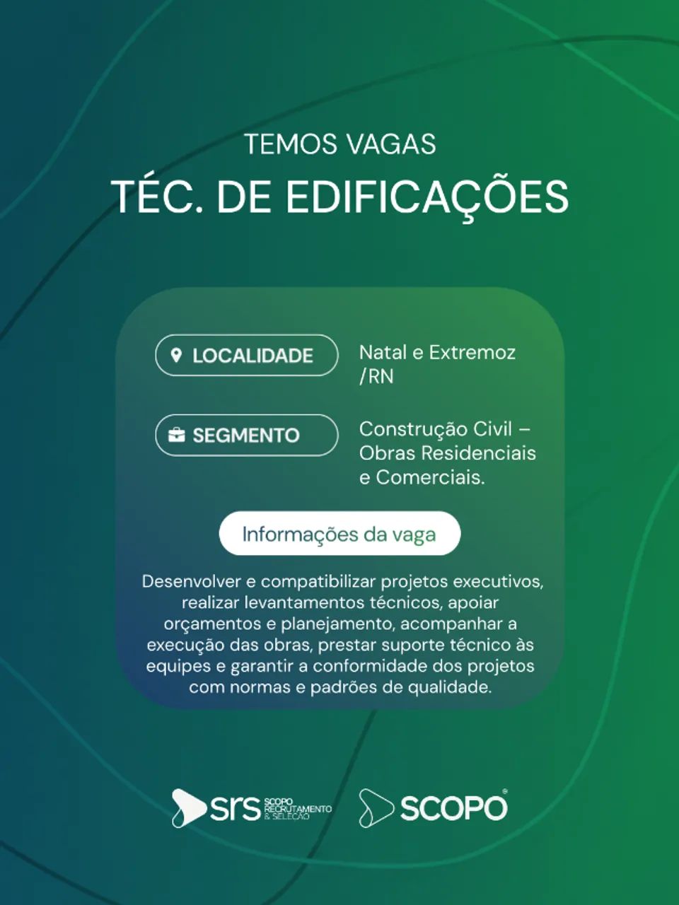 Vaga para Técnico de Edificações 