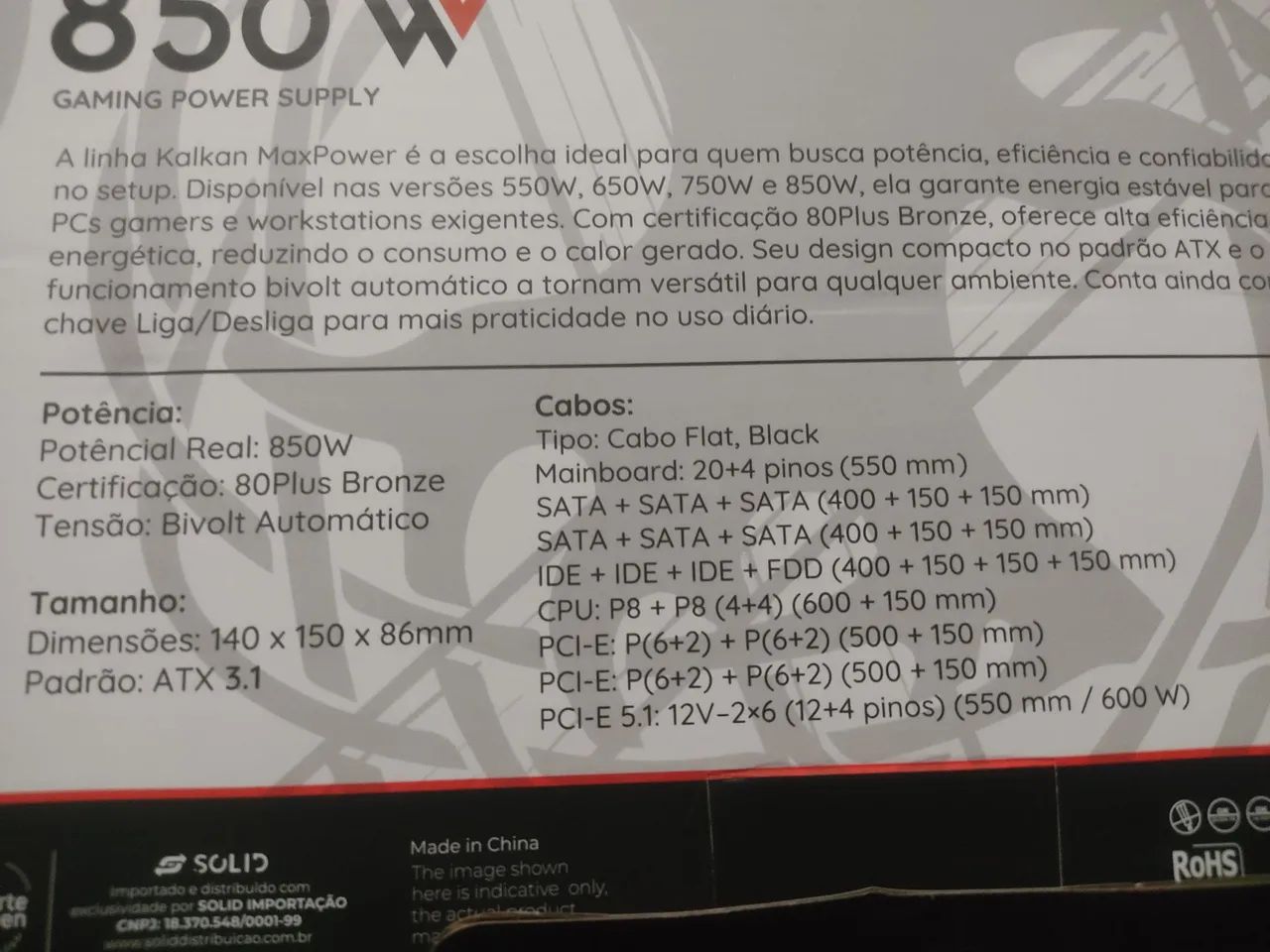 fonte 850w novo padrão ATX 3.1 - Foto 2