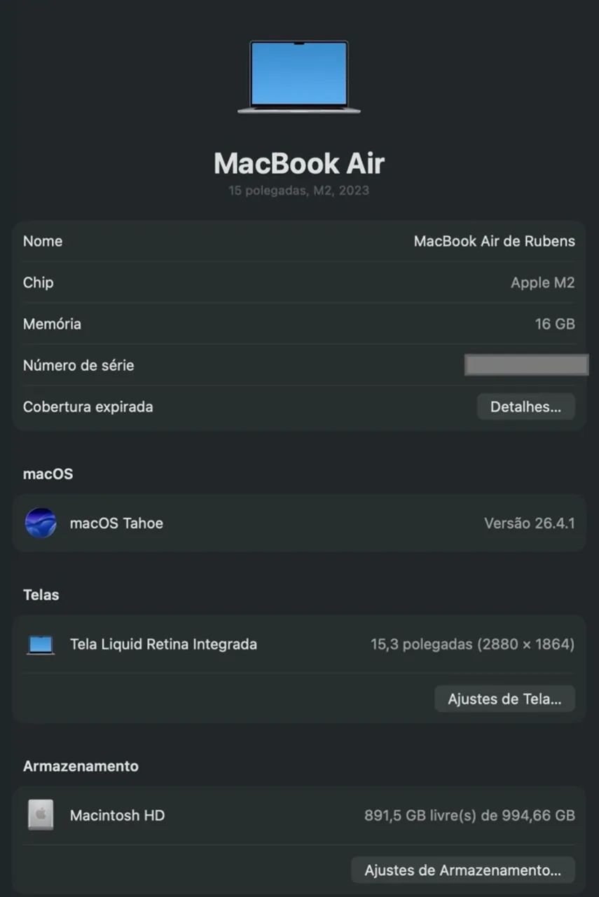 MacBook Air M2 | 16GB | 1TB | 15 polegadas - Foto 4