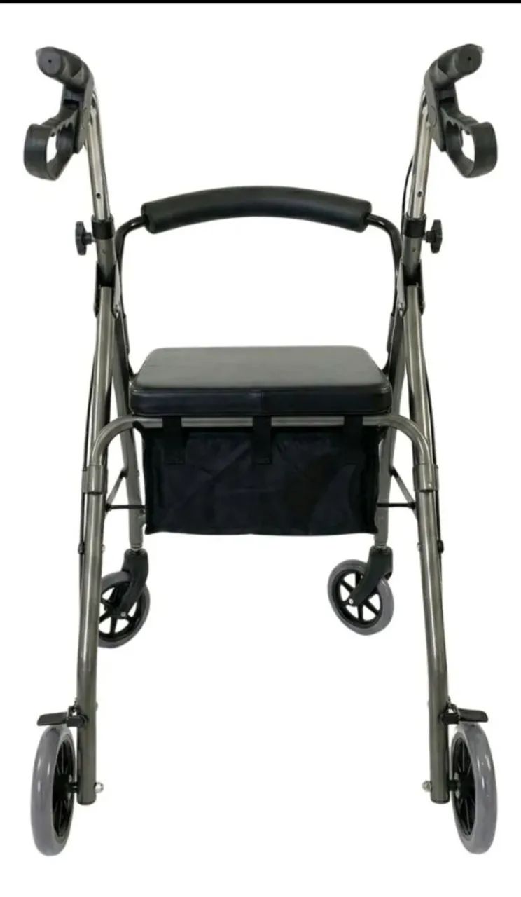 Andador 4 rodas alumínio com Banco e freio manopola!