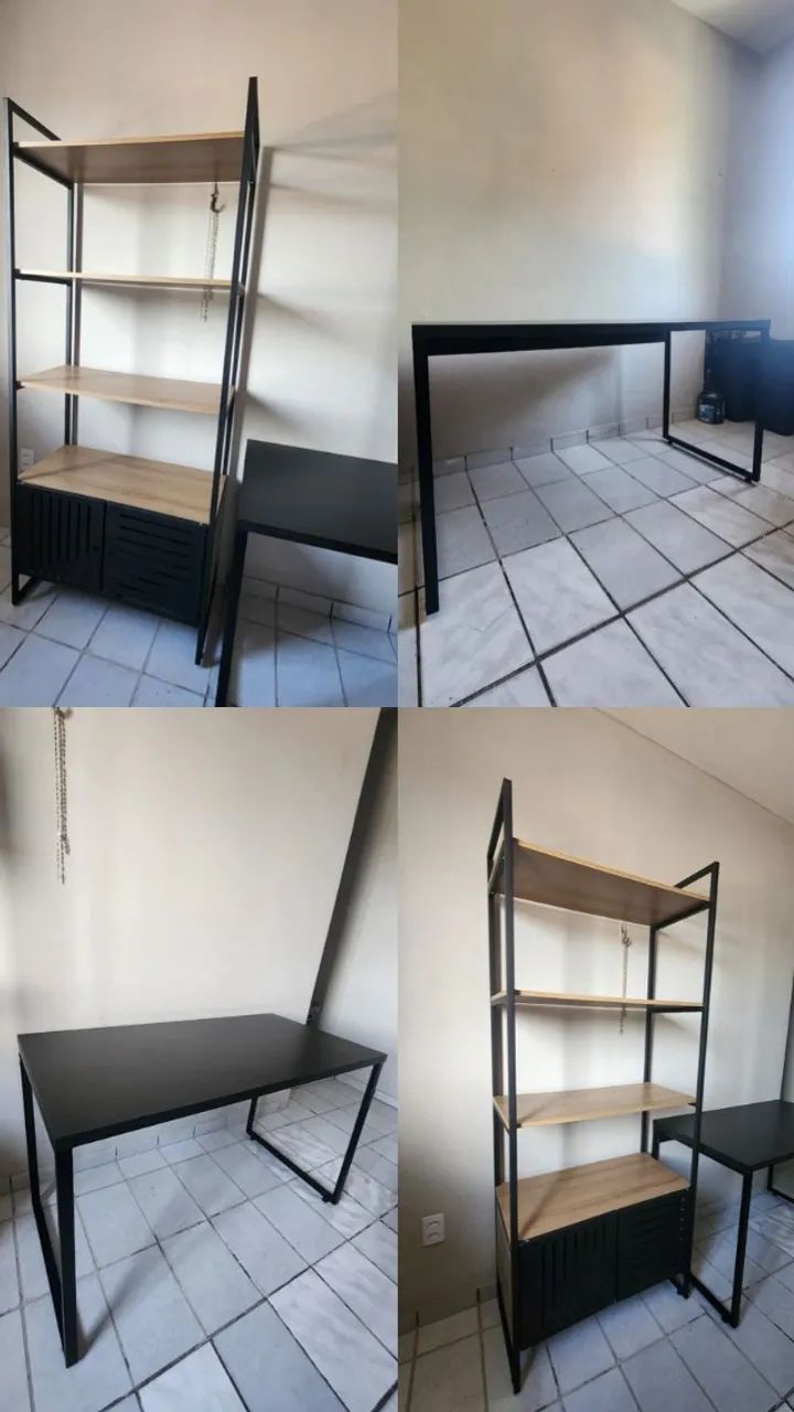 Mesas e Estante de Escritório Estilo Industrial - Foto 3