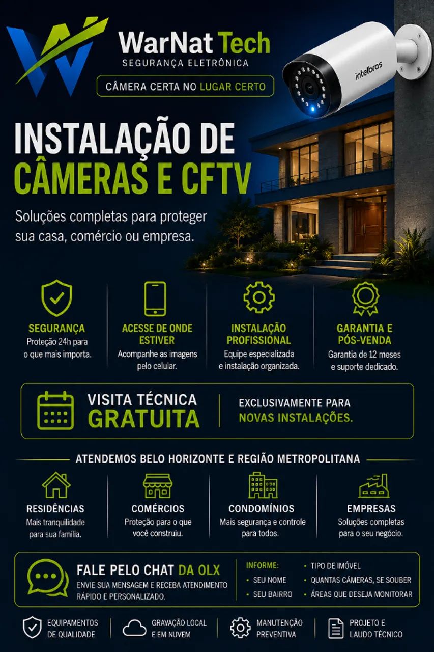 Instalação de Câmeras em BH | CFTV WarNat Tech