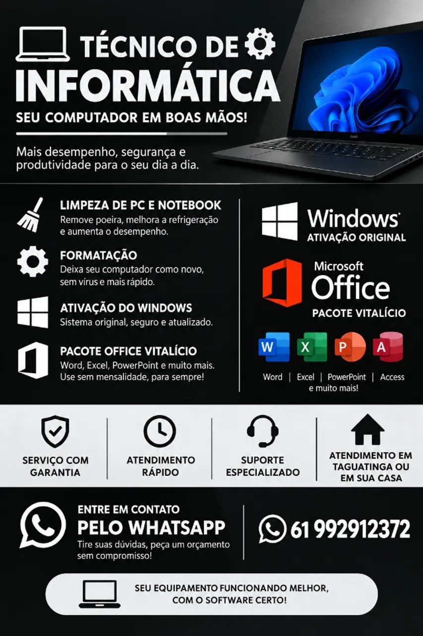 Técnico de Informática |Limpeza, Formatação, Windows e Office