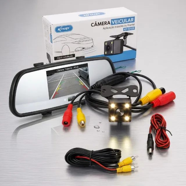 1 Câmera de Ré + 1 Retrovisor com Tela 4.3 Polegadas