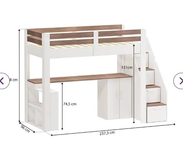 Cama suspensa + escrivaninha