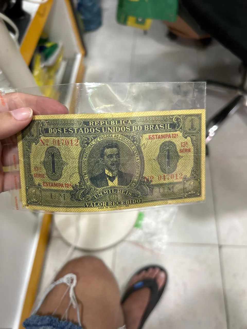 Cédula de 1 Mil Réis (Estampa 12A - 13ª Série) - Antiga República do Brasil - Foto 2