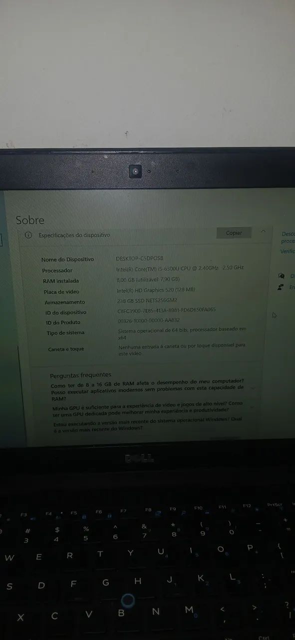 Notebook Dell i5, 8GB RAM, SSD 256GB, Windows 11. Acompanha teclado USB, mouse e mousepad. - Foto 4