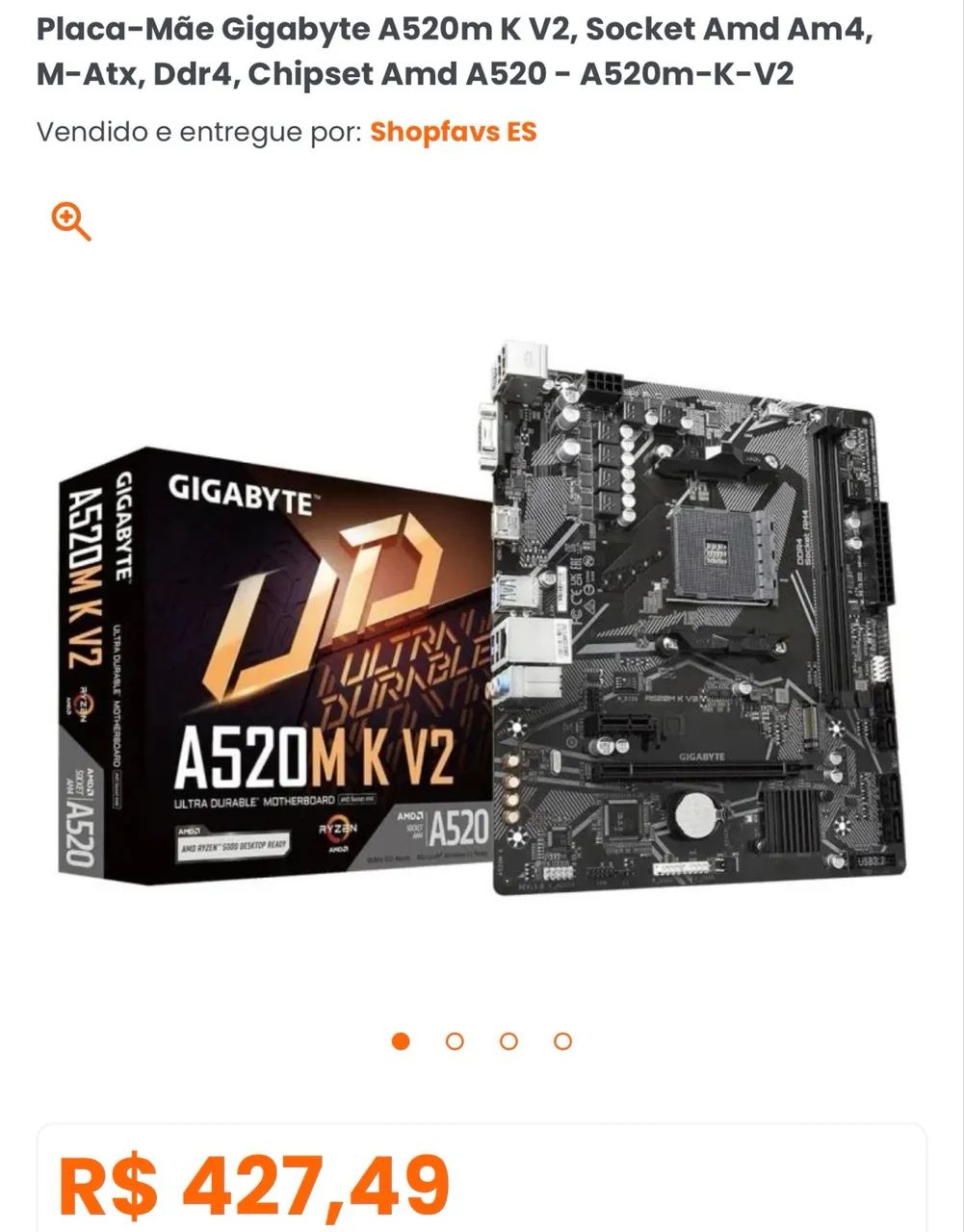 Placa-Mãe Gigabyte A520m K V2,