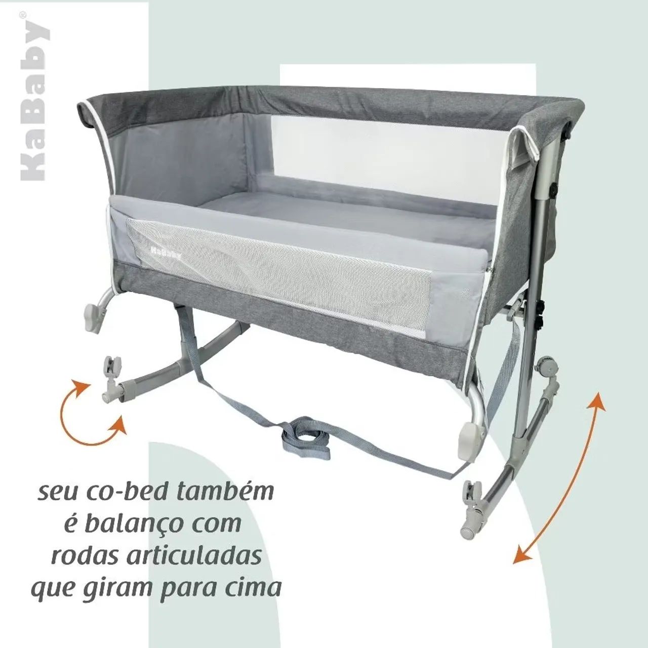 Berço Portátil Moisés Co-bed Cinza Kababy - Foto 5