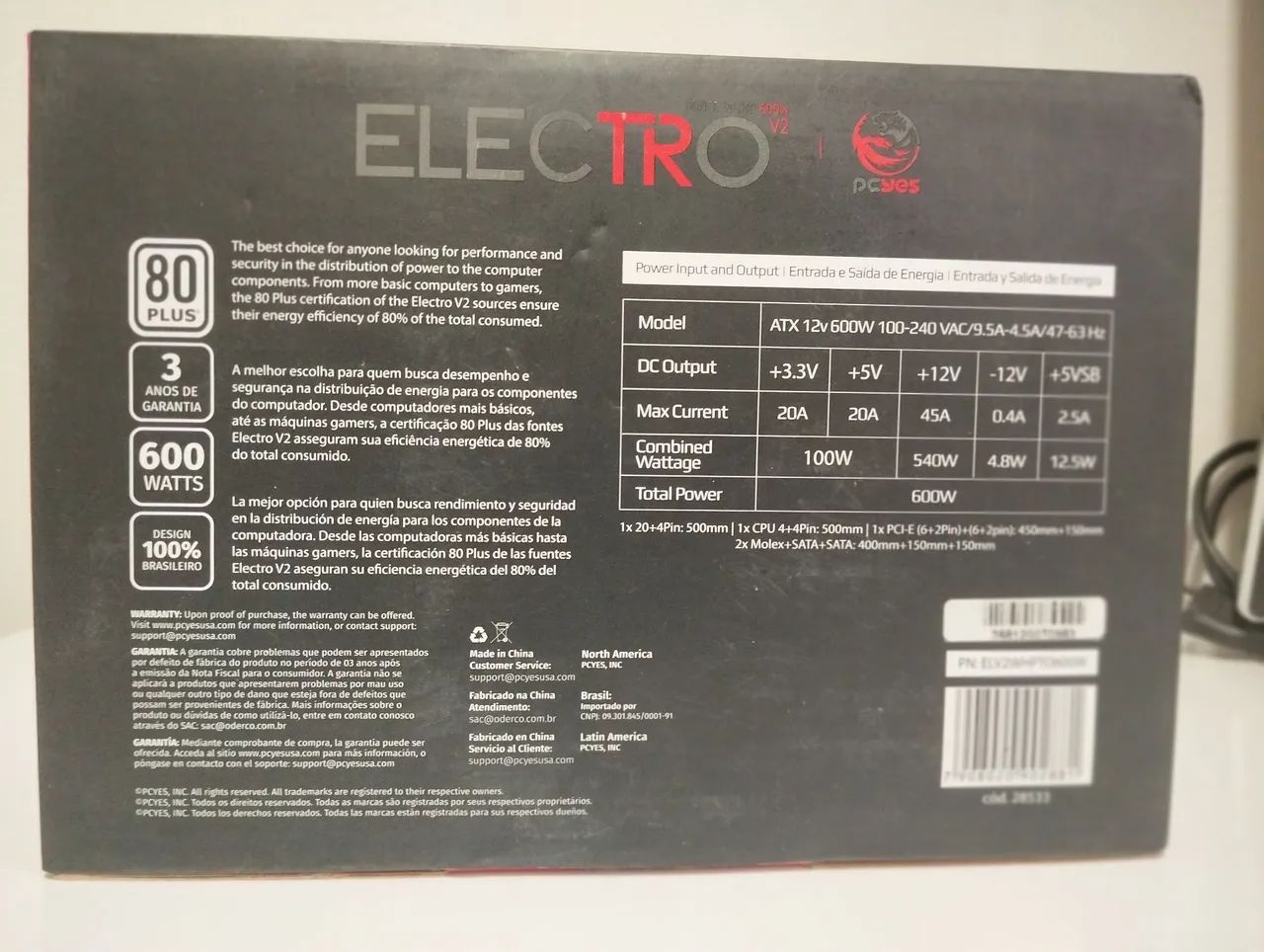 Fonte PCYES 600W 80Plus - Foto 5