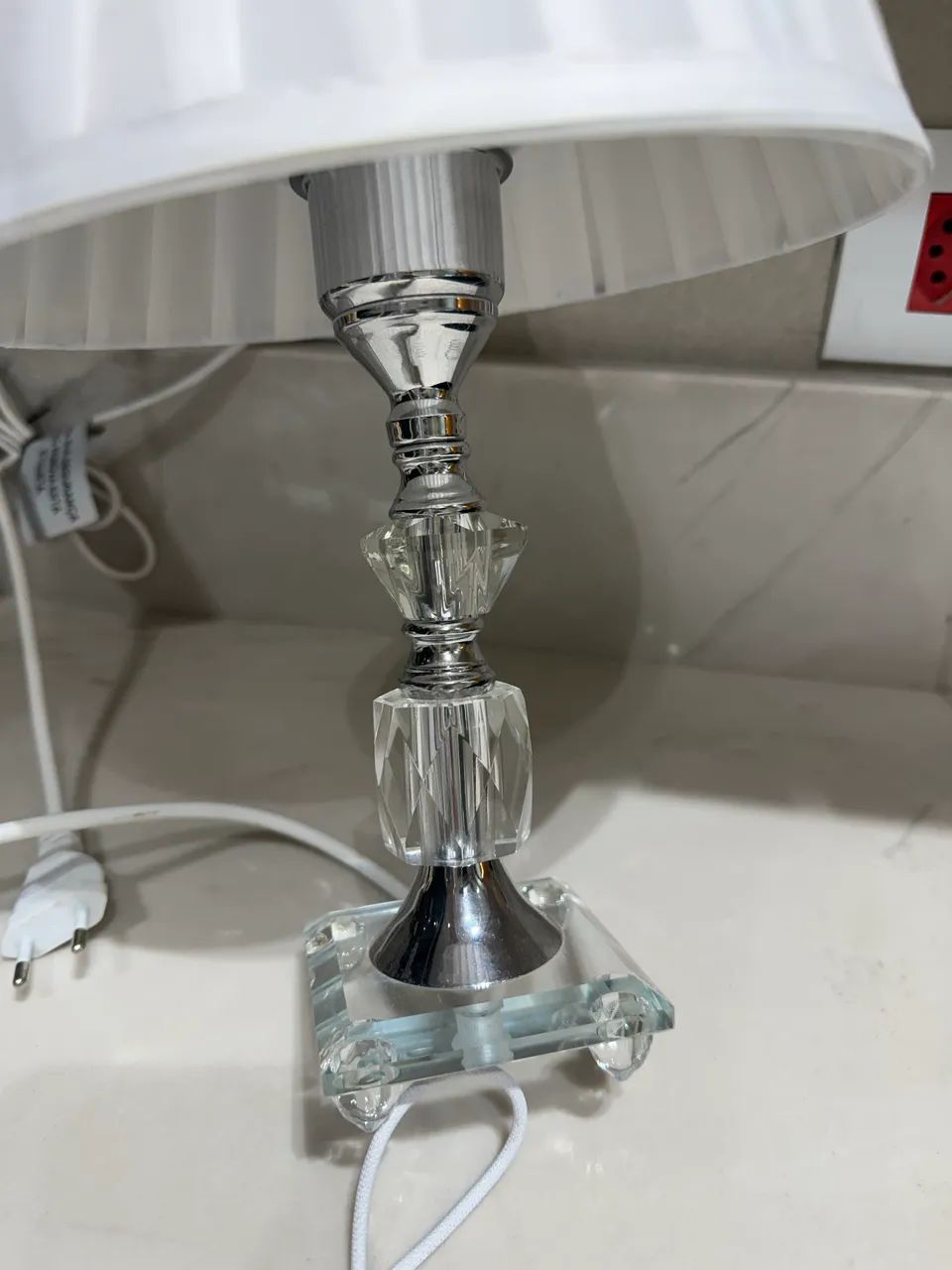 Abajur cúpula tecido branco  - Foto 2
