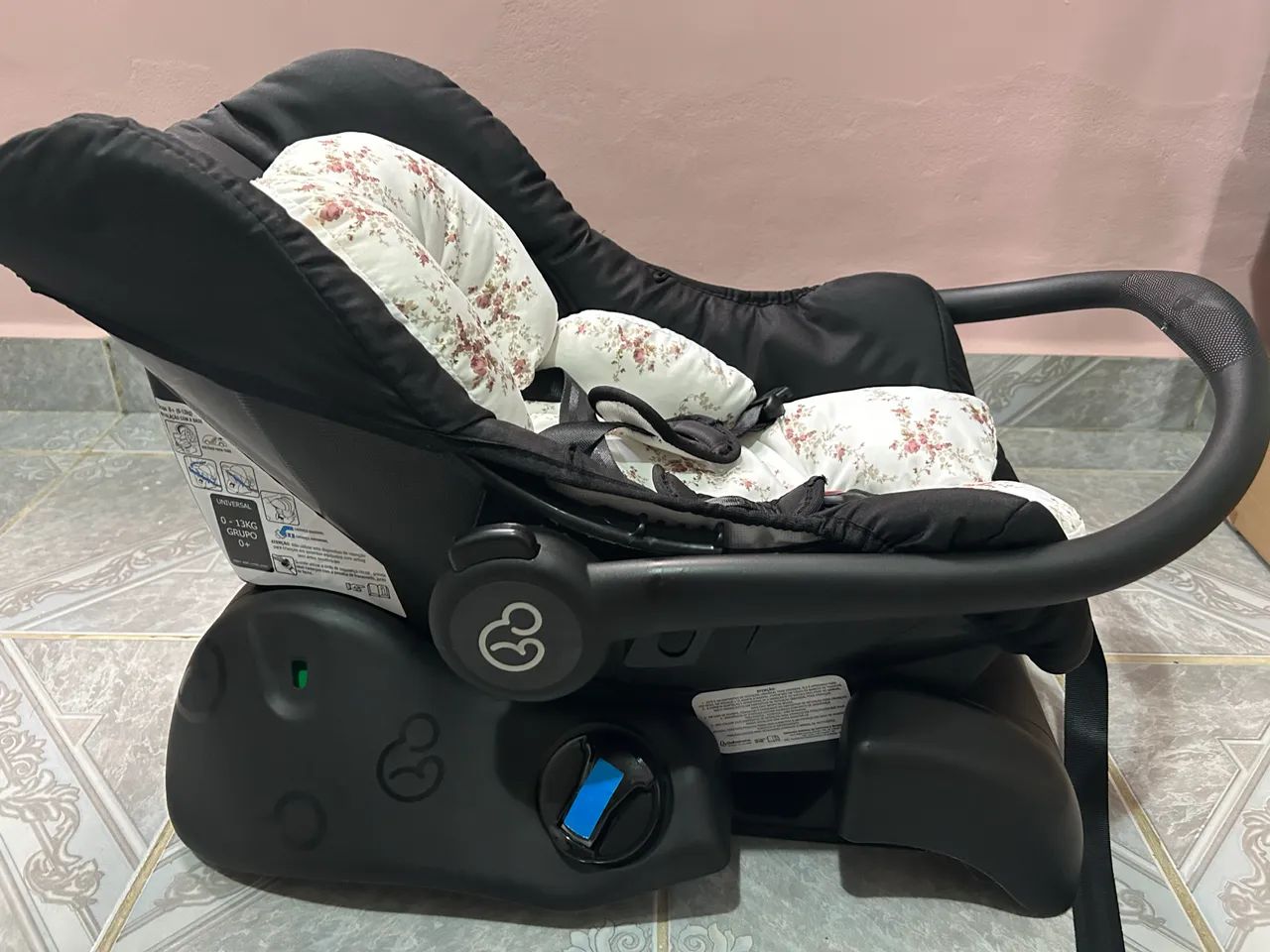Conjunto Bebê Conforto Grid Black com Base Fixação Galzerano - Foto 4