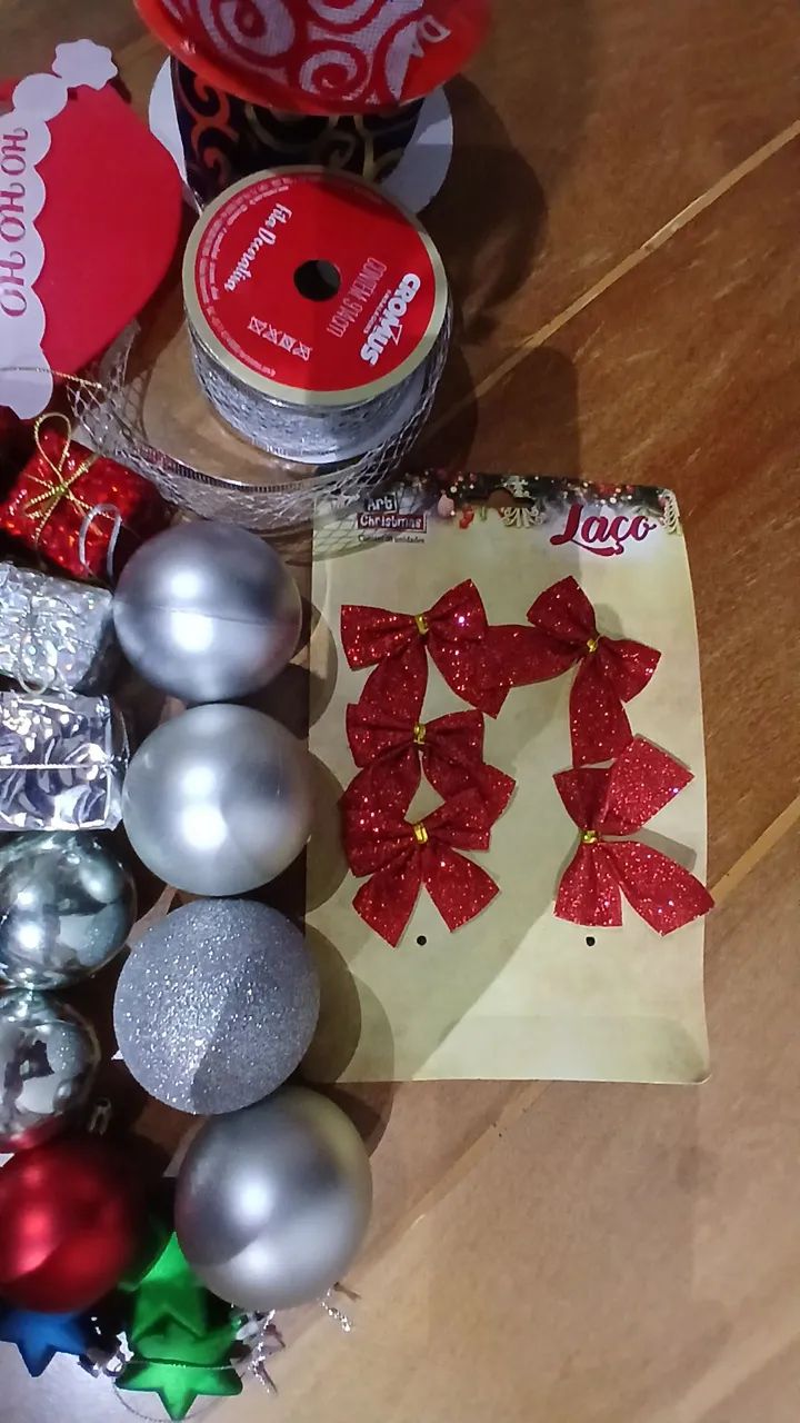 Kit de natal, fitas, laços e bolas  - Foto 4
