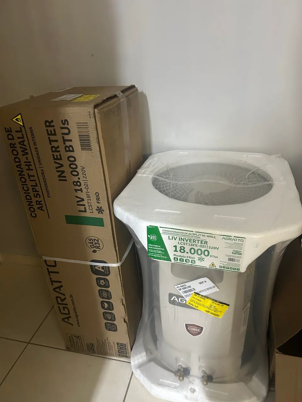 Ar condicionado Agratto 18000 btus Inverter Lacrado c Nf