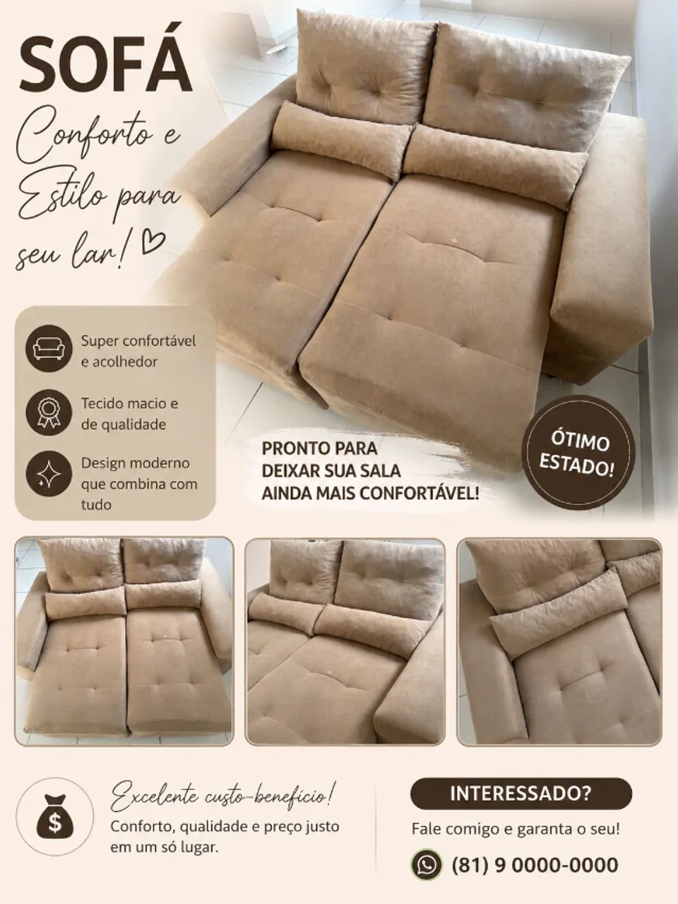 Sofá 2 lugares com melhor preço 