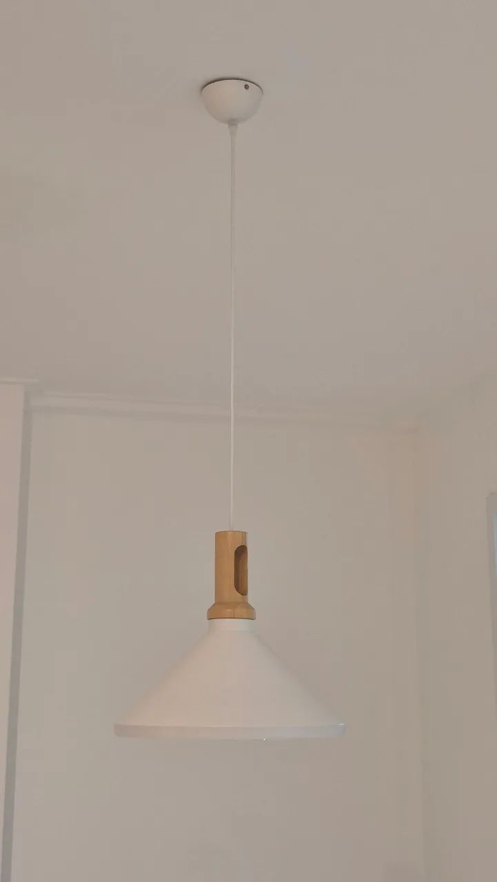 Pendente Cone 35cm Branco/Madeira  - Foto 4