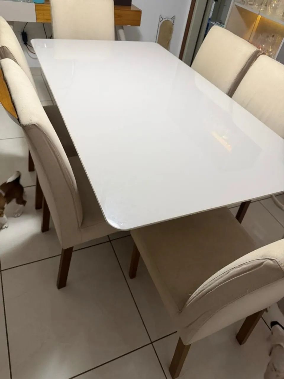 Mesa de jantar MDF/Vidro com 6 cadeiras
