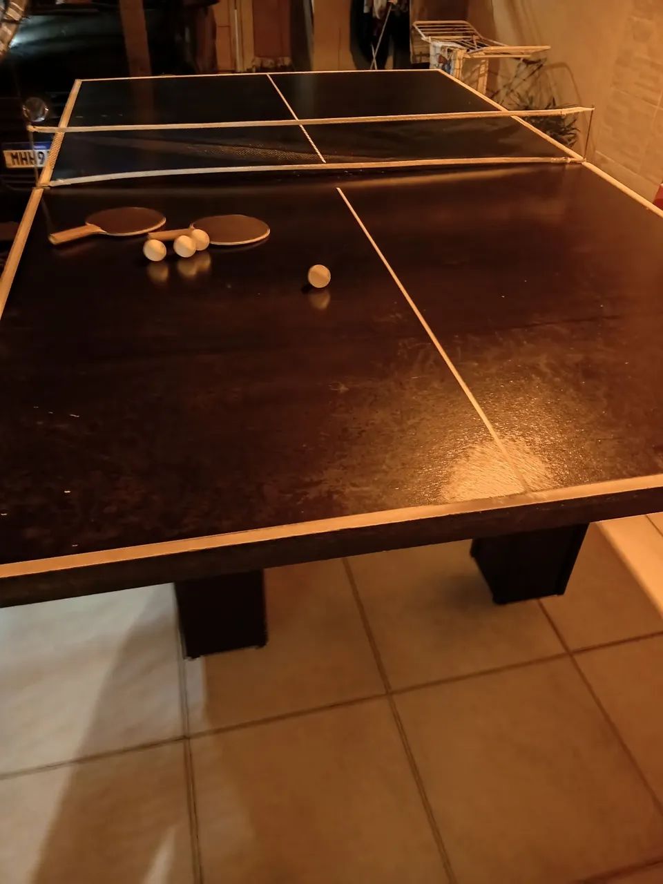 Mesa de sinuca e pig pog e vira mesa de jantar