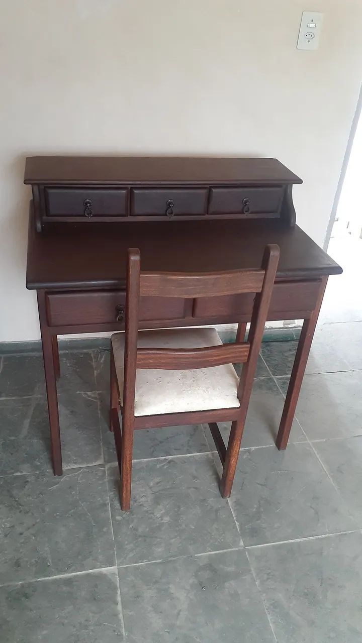 Escrivaninha mesa 5 gavetas sucupira