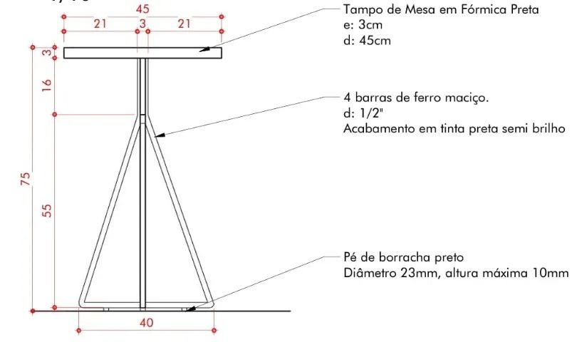 Mesa bistrô preta 60cm e\ou 45cm diâmetro - Foto 2